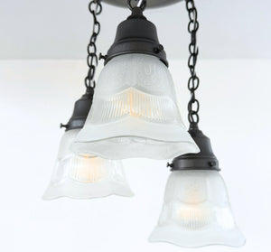 Victorian Vintage Ribbed Ceiling Light Trio - The Lamp Goods