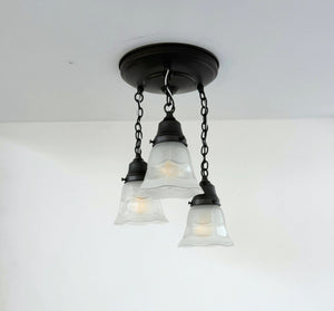 Victorian Vintage Ribbed Ceiling Light Trio - The Lamp Goods