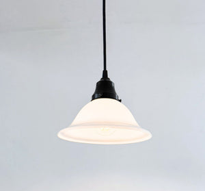 Vintage Farmhouse Wide Flare Milk Glass Pendant Light | 9" Width