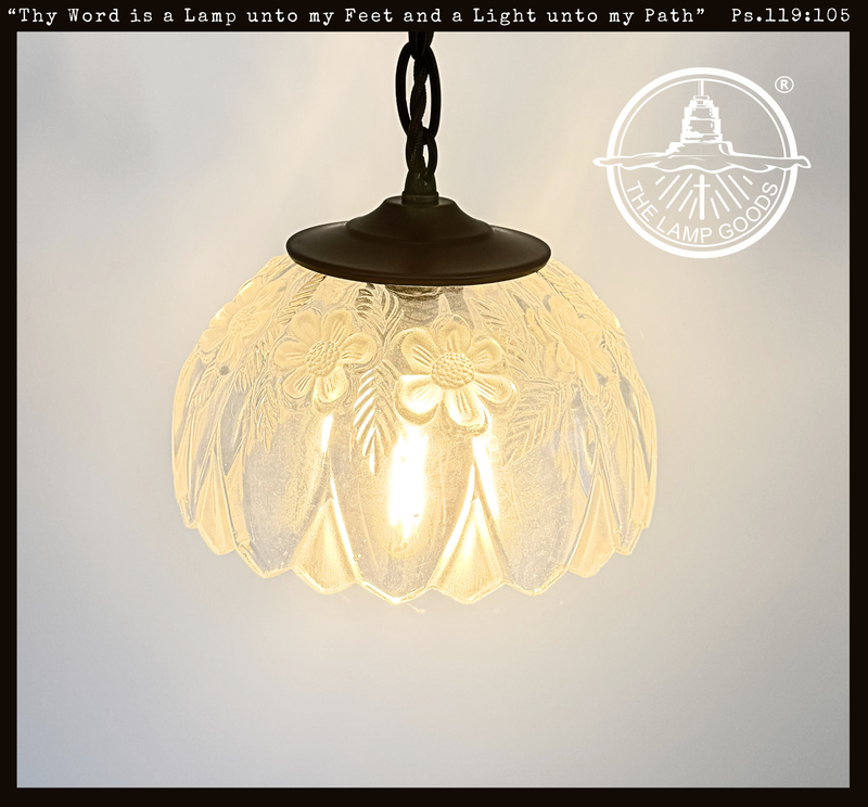 Vintage Flower Pressed Glass Pendant