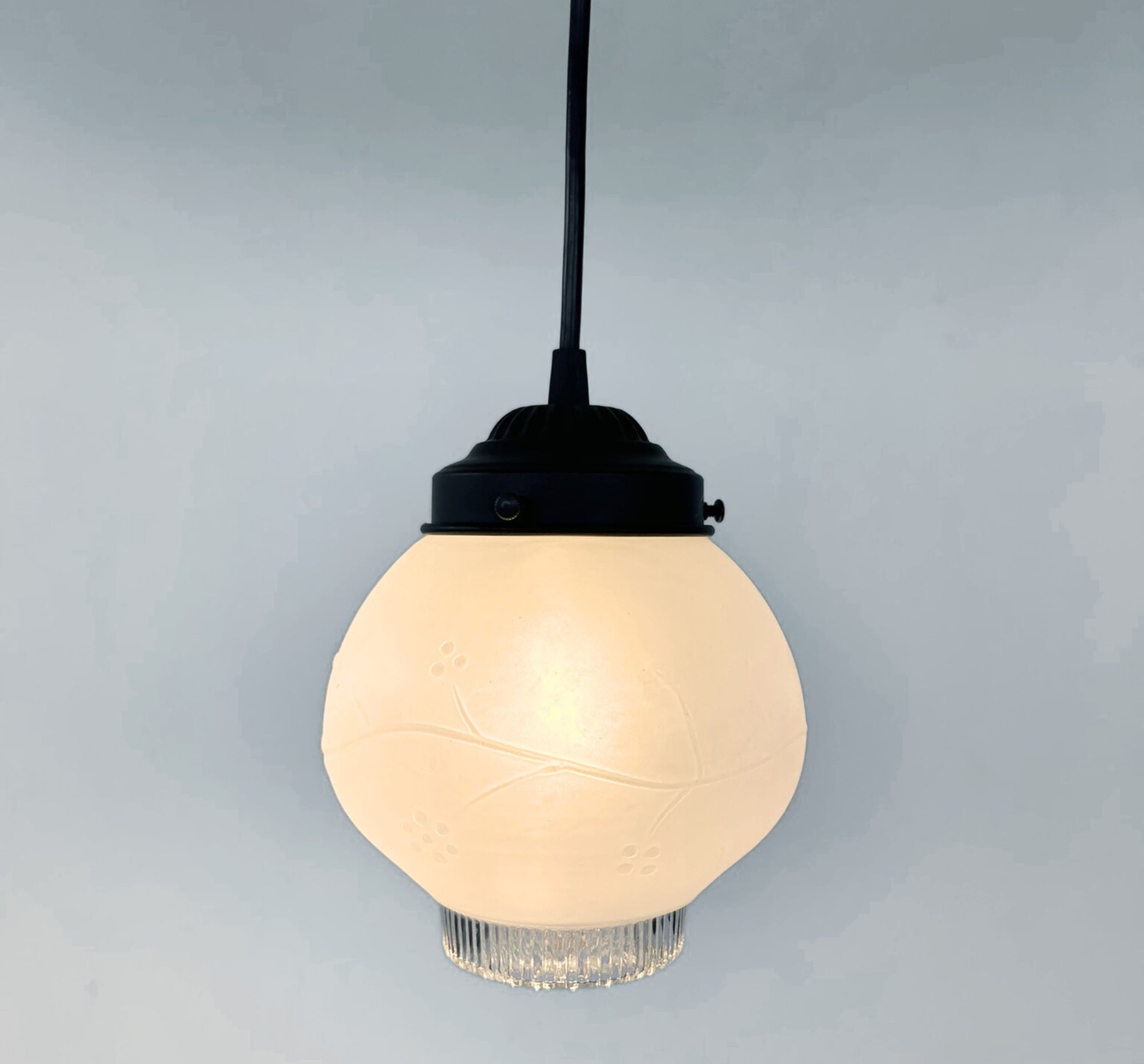 Frosted Embossed Berry Vine Globe Pendant Light