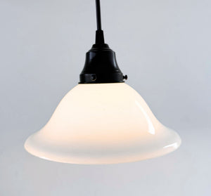 Vintage Farmhouse Wide Flare Milk Glass Pendant Light | 9" Width