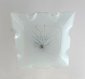 Etched Floral Frosted Glass Square Flush Mount Light - The Lamp Goods