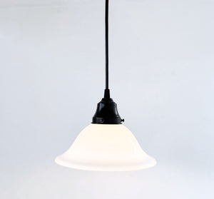 Vintage Farmhouse Wide Flare Milk Glass Pendant Light | 9" Width