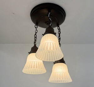 White Vintage Ribbed Ceiling Light Trio - The Lamp Goods