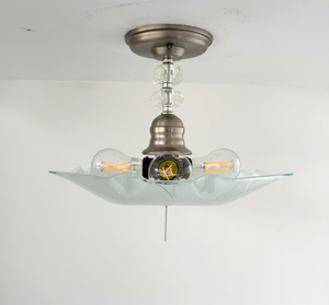 Etched Floral Frosted Glass Square Flush Mount Light - The Lamp Goods