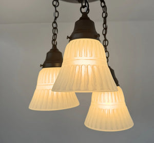 White Vintage Ribbed Ceiling Light Trio - The Lamp Goods