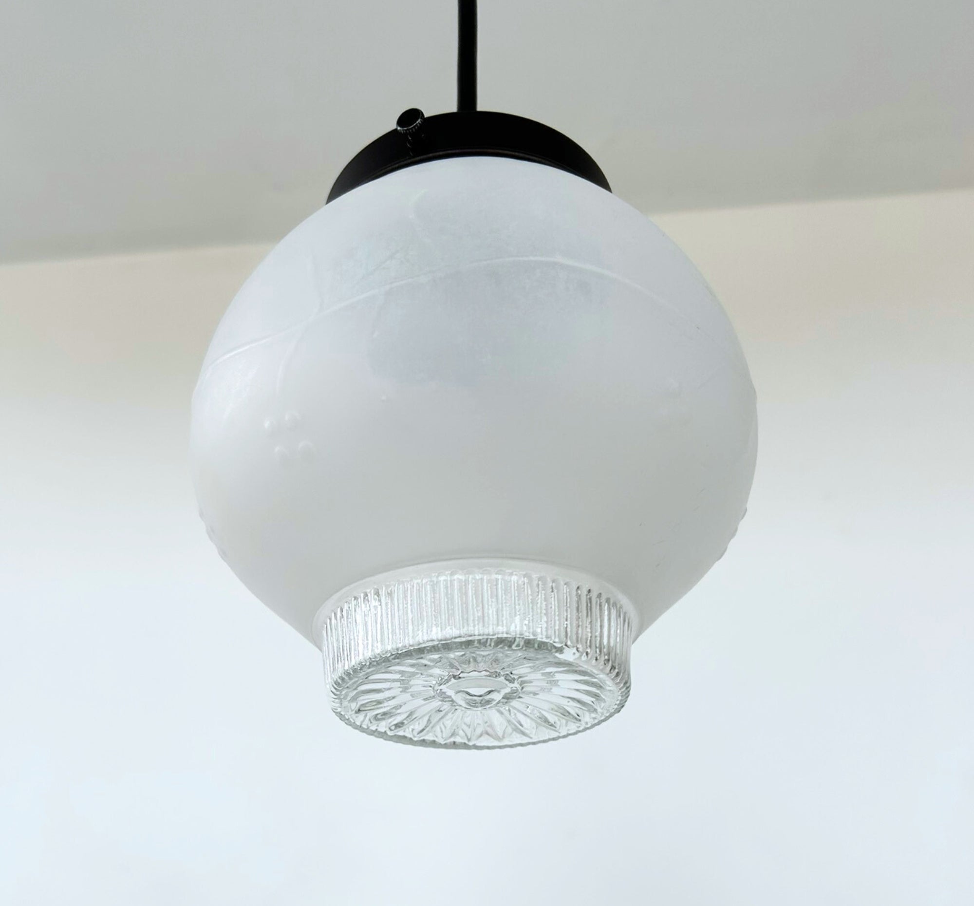 Frosted Embossed Berry Vine Globe Pendant Light