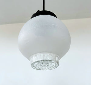 Frosted Embossed Berry Vine Globe Pendant Light
