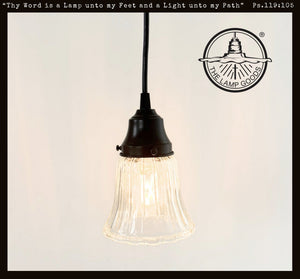 Clear Wide Holophane Rib Scalloped Pendant