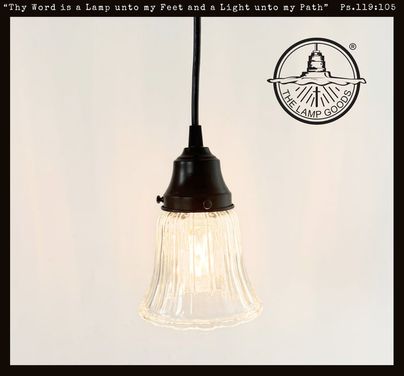 Clear Wide Holophane Rib Scalloped Pendant