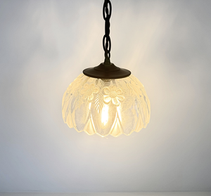 Vintage Flower Pressed Glass Pendant