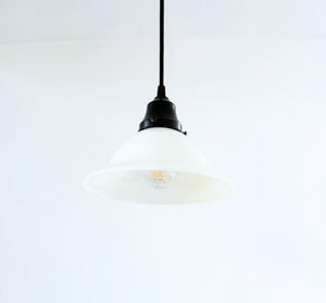 Vintage Farmhouse Wide Flare Milk Glass Pendant Light | 9" Width