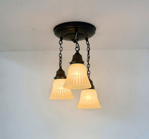 White Vintage Ribbed Ceiling Light Trio - The Lamp Goods