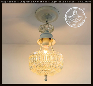 Vintage Pressed Glass Petite Chandelier Pendant Light