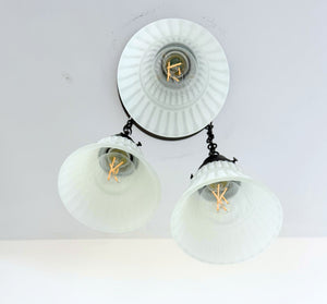 White Vintage Ribbed Ceiling Light Trio - The Lamp Goods