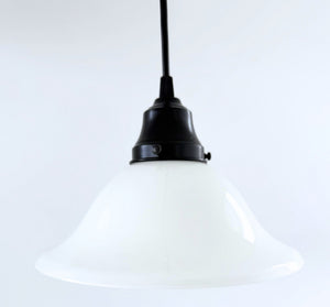 Vintage Farmhouse Wide Flare Milk Glass Pendant Light | 9" Width