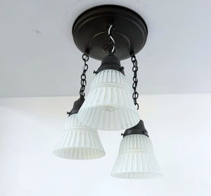 White Vintage Ribbed Ceiling Light Trio - The Lamp Goods