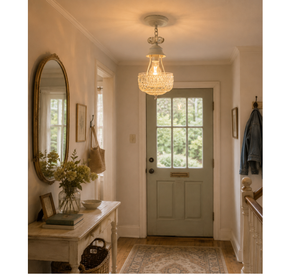 Vintage Pressed Glass Petite Chandelier Pendant Light