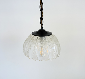 Vintage Flower Pressed Glass Pendant