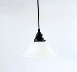 Vintage Farmhouse Wide Flare Milk Glass Pendant Light | 9" Width