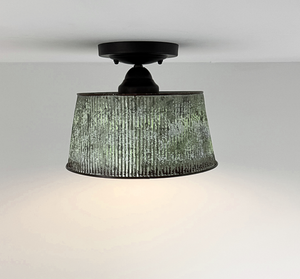 Farmhouse Lime Washed Bucket Ceiling Light