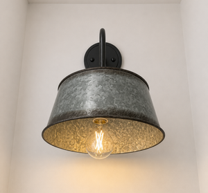 Copper-Edge Galvanized Farm Drum Wall Sconce