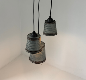 Corrugated Barn Metal Galvanized Rustic Trio Pendant
