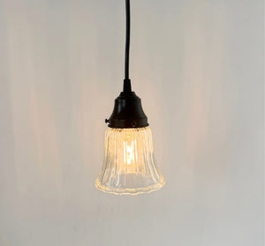 Clear Wide Holophane Rib Scalloped Pendant