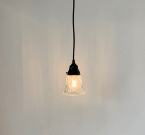 Clear Wide Holophane Rib Scalloped Pendant