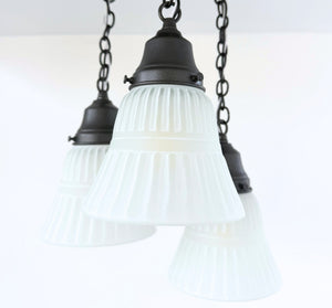 White Vintage Ribbed Ceiling Light Trio - The Lamp Goods