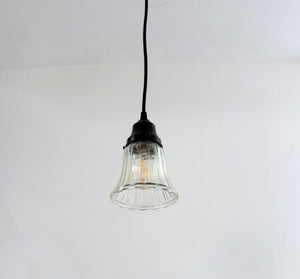 Clear Wide Holophane Rib Scalloped Pendant