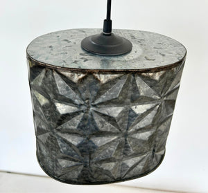 Rustic Galvanized Tin Starburst Drum Pendant Light