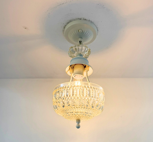 Vintage Pressed Glass Petite Chandelier Pendant Light