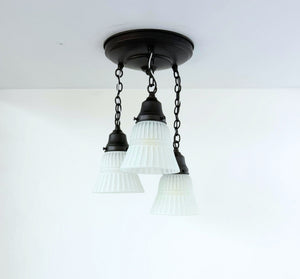 White Vintage Ribbed Ceiling Light Trio - The Lamp Goods