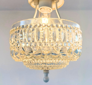 Vintage Pressed Glass Petite Chandelier Pendant Light
