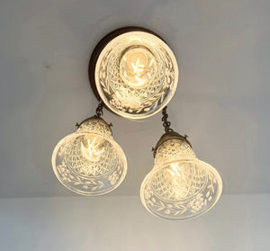 Vintage Diamond Cut Floral Ceiling Light Trio - The Lamp Goods