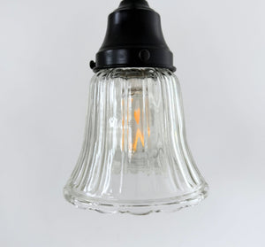 Clear Wide Holophane Rib Scalloped Pendant