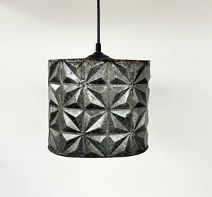 Rustic Galvanized Tin Starburst Drum Pendant Light