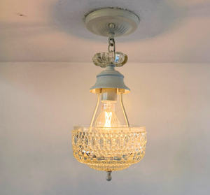 Vintage Pressed Glass Petite Chandelier Pendant Light