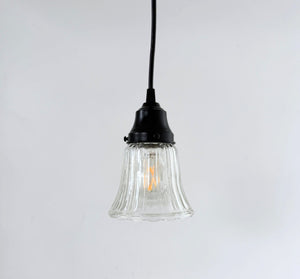 Clear Wide Holophane Rib Scalloped Pendant