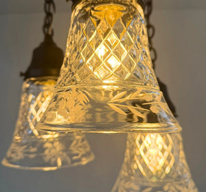 Vintage Diamond Cut Floral Ceiling Light Trio - The Lamp Goods