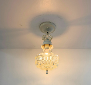 Vintage Pressed Glass Petite Chandelier Pendant Light