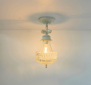 Vintage Pressed Glass Petite Chandelier Pendant Light