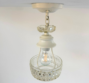 Vintage Pressed Glass Petite Chandelier Pendant Light