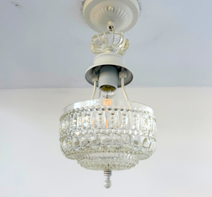 Vintage Pressed Glass Petite Chandelier Pendant Light