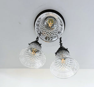 Vintage Diamond Cut Floral Ceiling Light Trio - The Lamp Goods