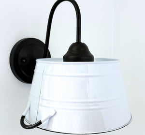 WHITE ENAMEL COUNTRY BARN WALL SCONCE