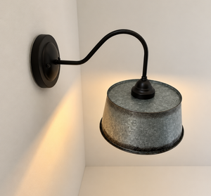 Copper-Edge Galvanized Farm Drum Wall Sconce