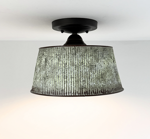 Farmhouse Lime Washed Bucket Ceiling Light